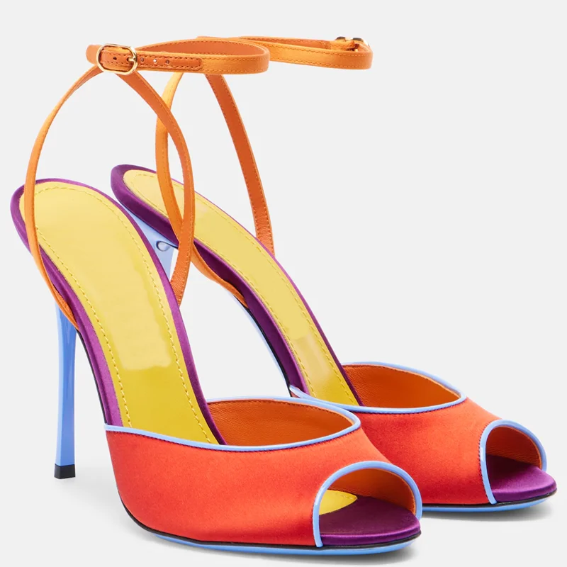 Women'S Shoes Toms - Sandali Peep Toe in Raso Multicolore,