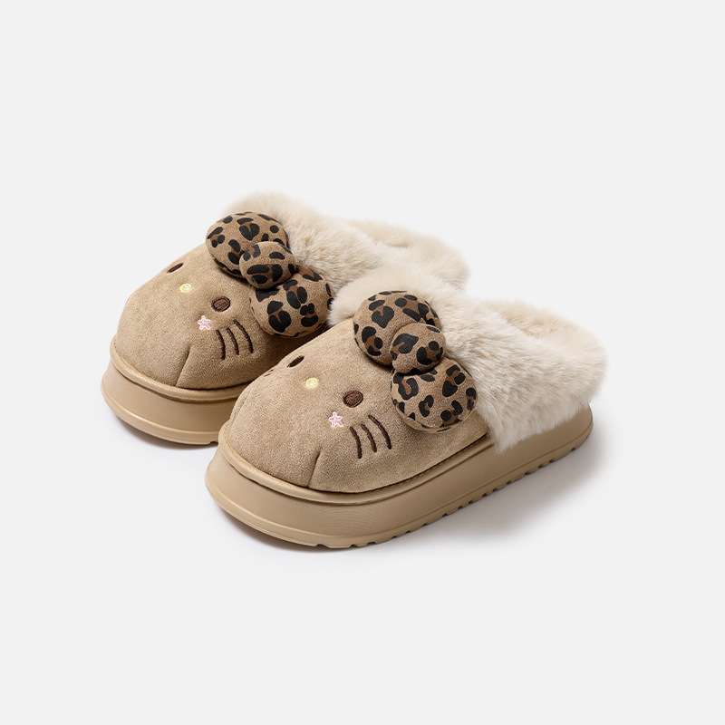 Women Shoes For Winter - Pantofole con Plateau Y2K Leopard Bow