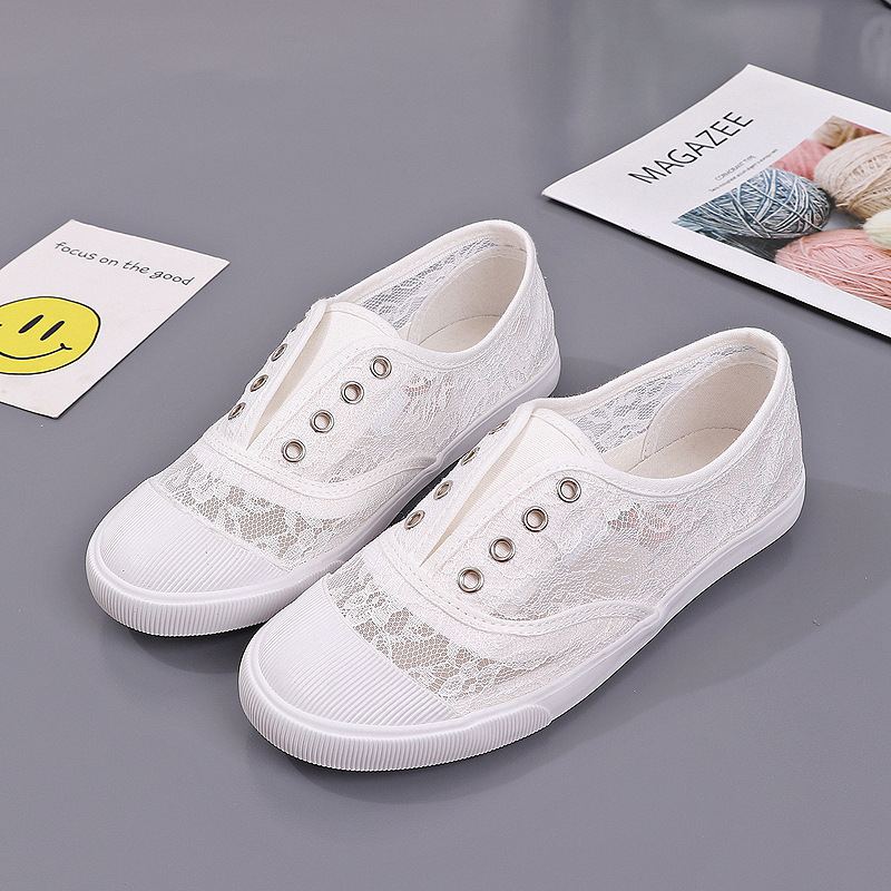 Women Shoes Store - Scarpe di tela bianche in pizzo