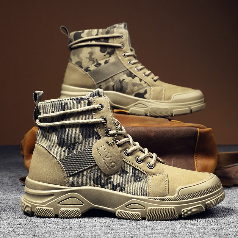 Suede Ankle Boot - Stivali Alti da Uomo Autunnali Mimetici