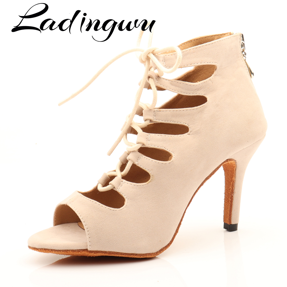 Women'S Shoes Z - Ladingwu Beige In Pelle Scamosciata di