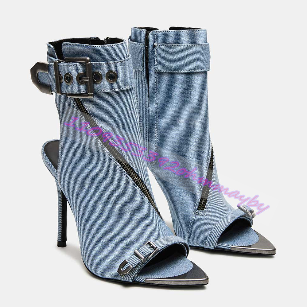 Stivali Estivi in Denim Blu a  - Suede Ankle Boot recensione e prezzo
